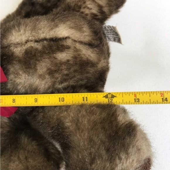 Vintage Danny Teddy Bear Bombay Russ Berrie & Co 13" Red Bow Faux Fur - Picture 9 of 11